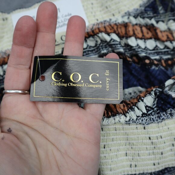 C.O.C Shirt Womens 3XL Multicolor Off The Shoulder Curvy Fit Rayon Eyelet - Picture 6 of 16